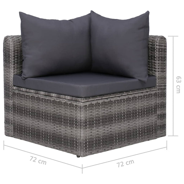 3 Piece Patio Sofa Set with Cushions Gray Poly Rattan