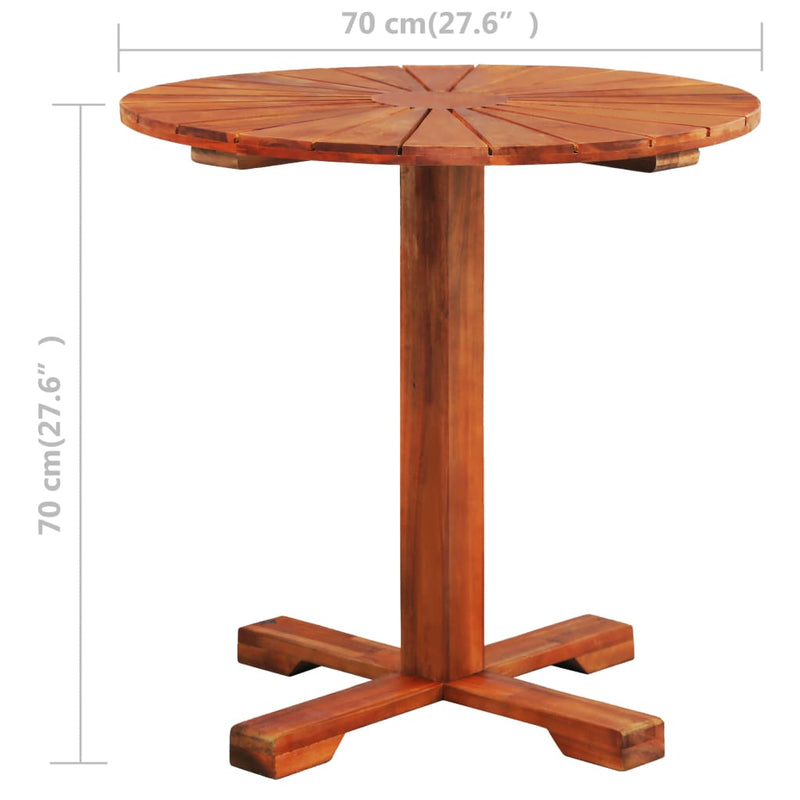 Bistro Table 27.6"x27.6" Solid Acacia Wood