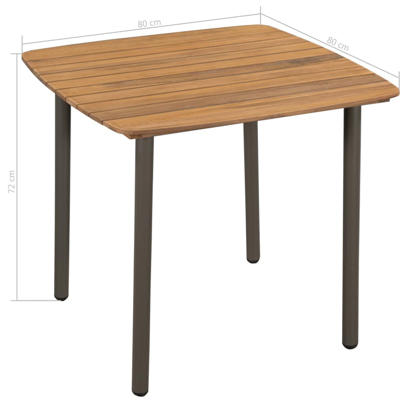 Patio Table 31.5"x31.5"x28.3" Solid Acacia Wood and Steel