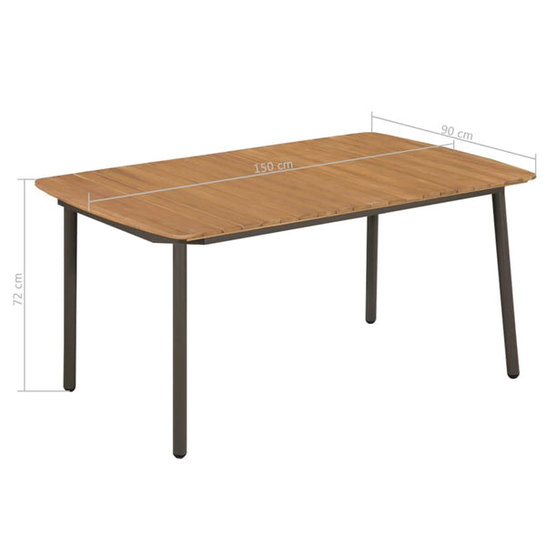 Patio Table 59"x35.4"x28.3" Solid Acacia Wood and Steel