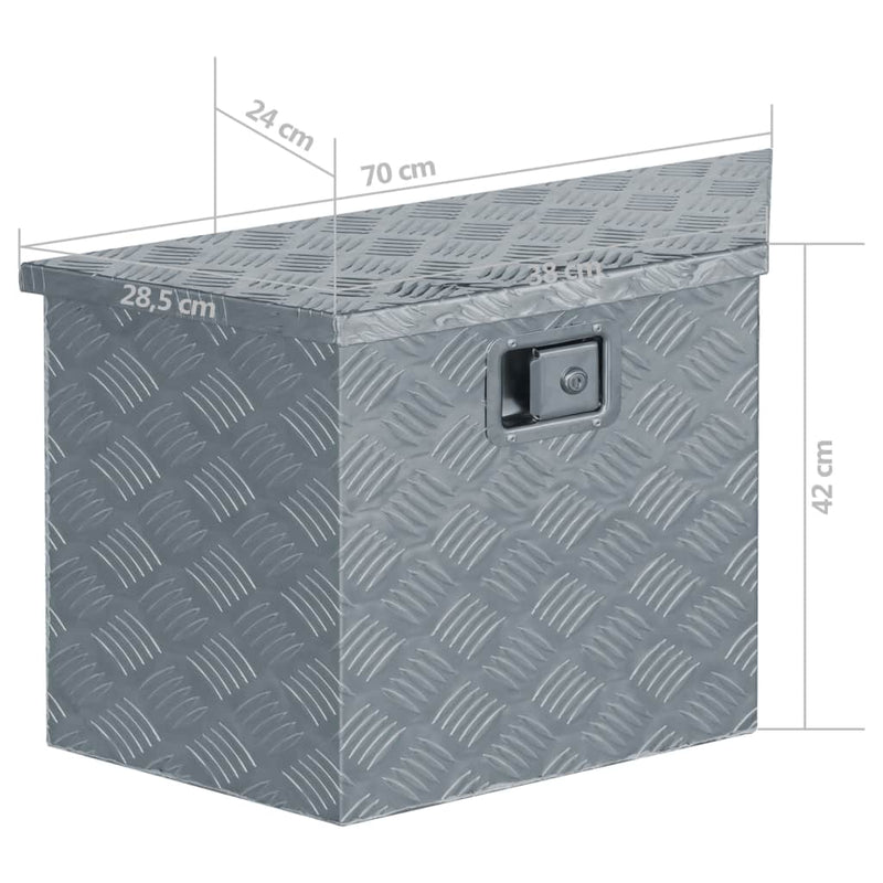 Aluminum Box 27.6"x9.4"x16.5" Trapezoid Silver