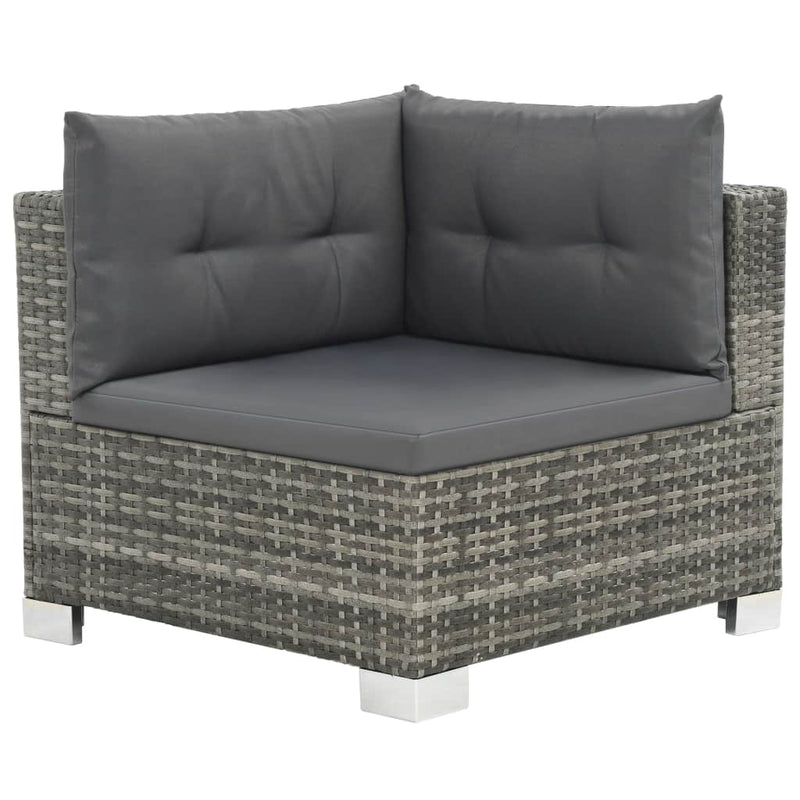 10 Piece Patio Lounge Set with Cushions Poly Rattan Gray