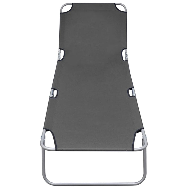 Foldable Sunlounger with Adjustable Backrest Gray