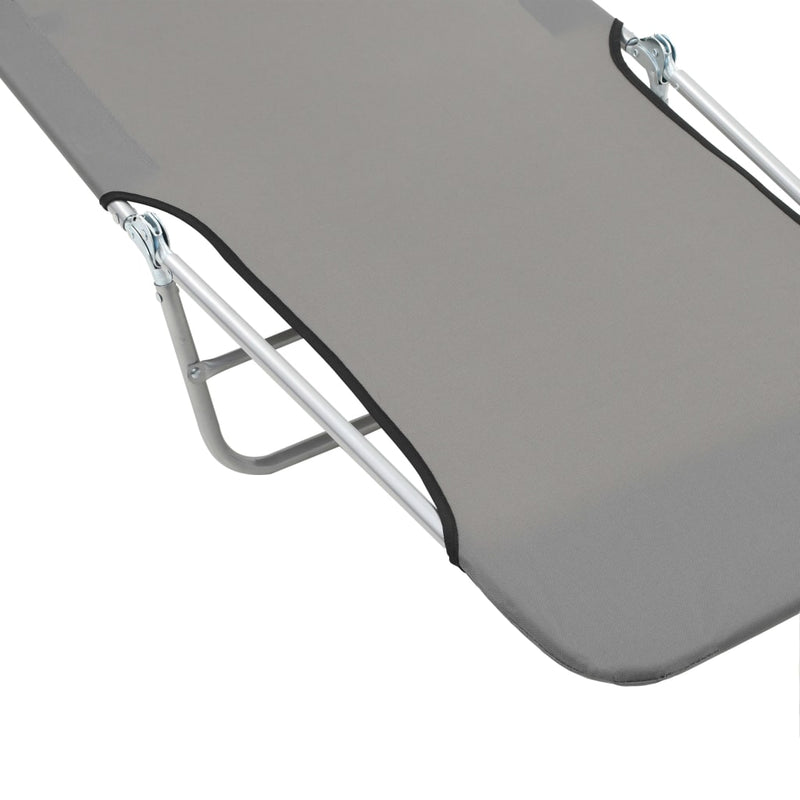 Folding Sun Loungers 2 pcs Steel and Fabric Gray