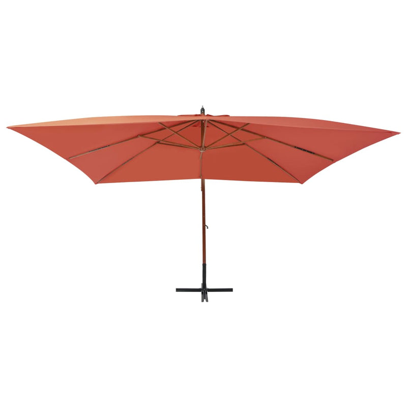 Cantilever Umbrella with Wooden Pole 157.5"x118.1" Terracotta