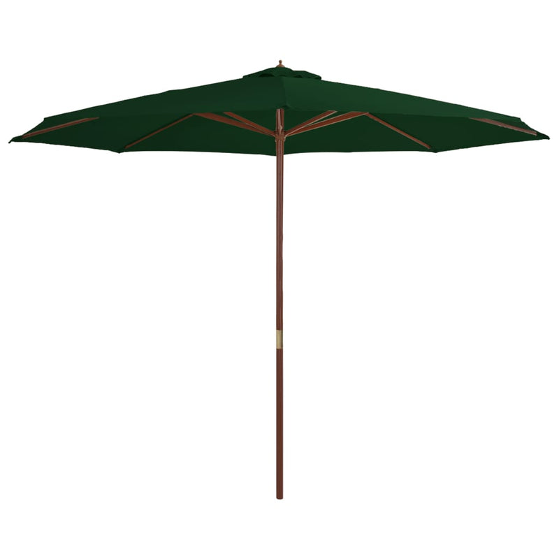 Outdoor Parasol with Wooden Pole 137.8" Green