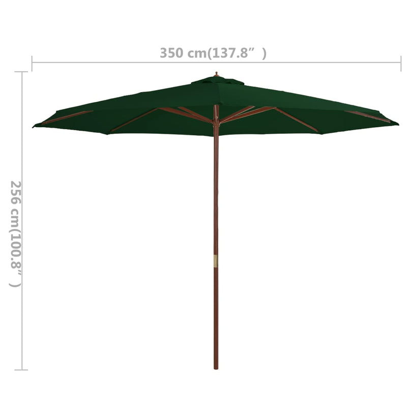 Outdoor Parasol with Wooden Pole 137.8" Green