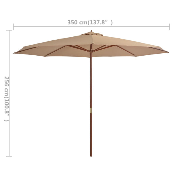 Outdoor Parasol with Wooden Pole 137.8" Taupe
