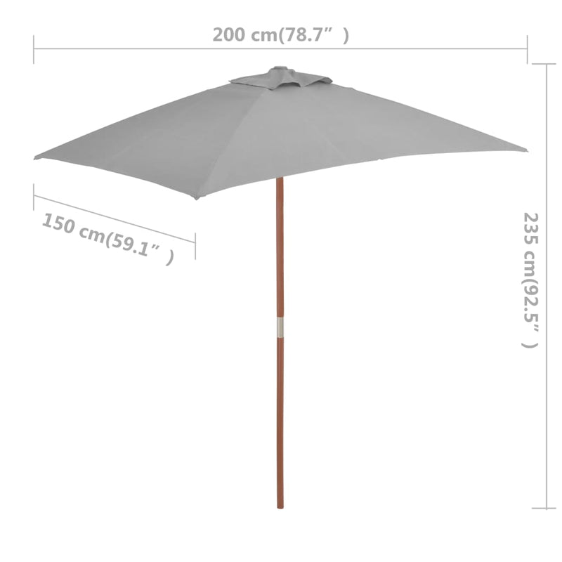 Outdoor Parasol with Wooden Pole 59.1"x78.7" Anthracite