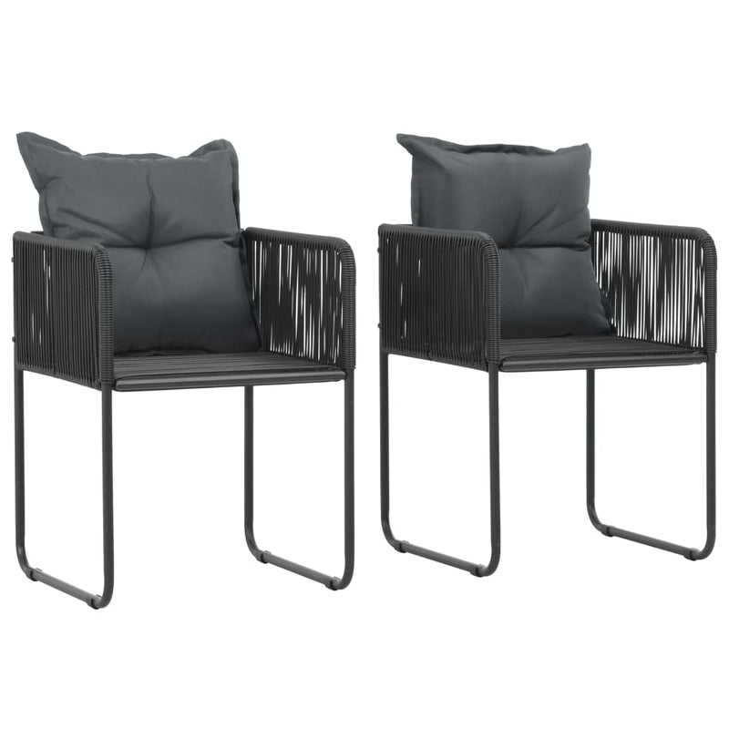 Patio Chairs 2 pcs with Pillows Poly Rattan Black