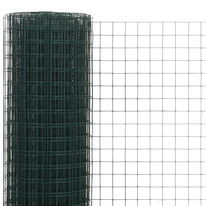 Chicken Wire Fence Steel with PVC Coating 32.8'x4.9' Green
