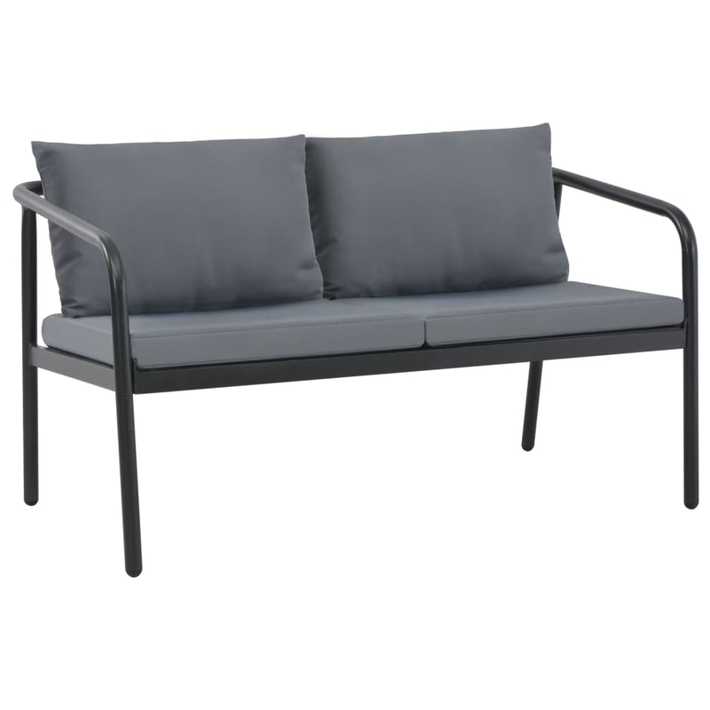 2 Seater Patio Sofa with Cushions Gray Aluminium