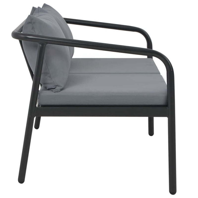 2 Seater Patio Sofa with Cushions Gray Aluminium