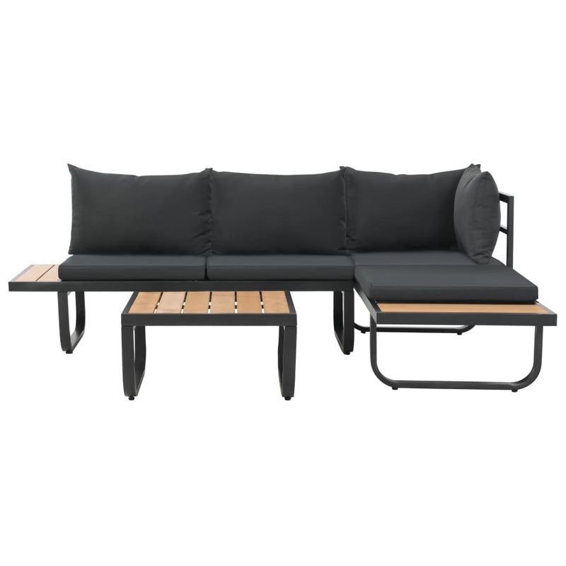 2 Piece Patio Corner Sofa Set with Cushions Aluminium WPC