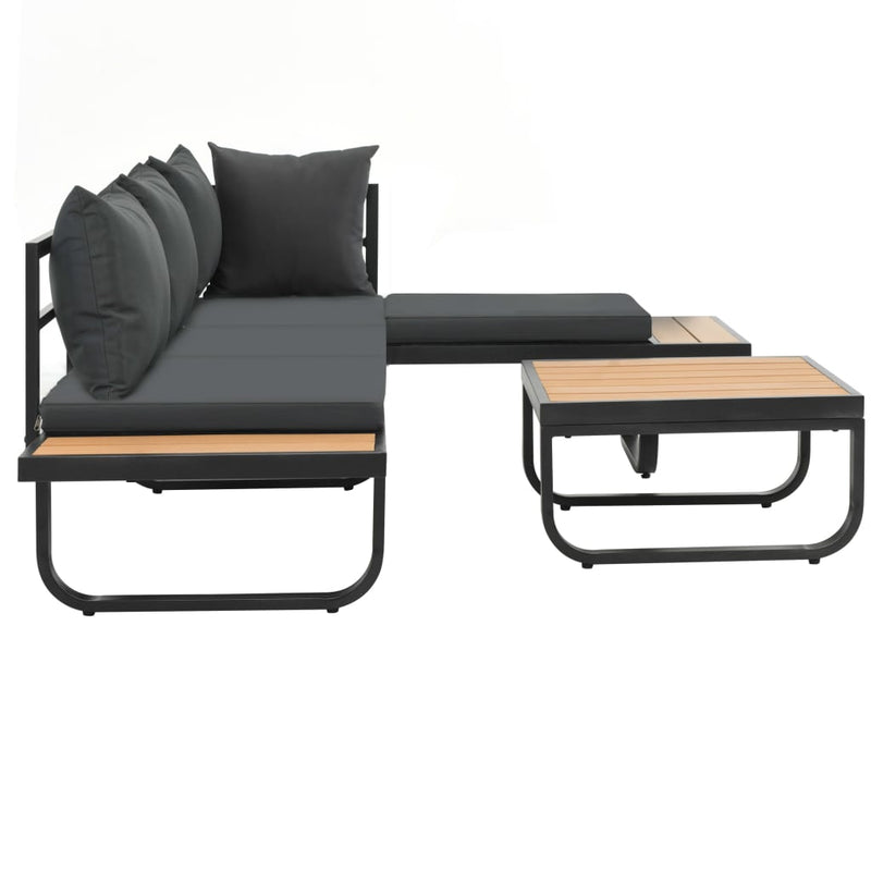 2 Piece Patio Corner Sofa Set with Cushions Aluminium WPC