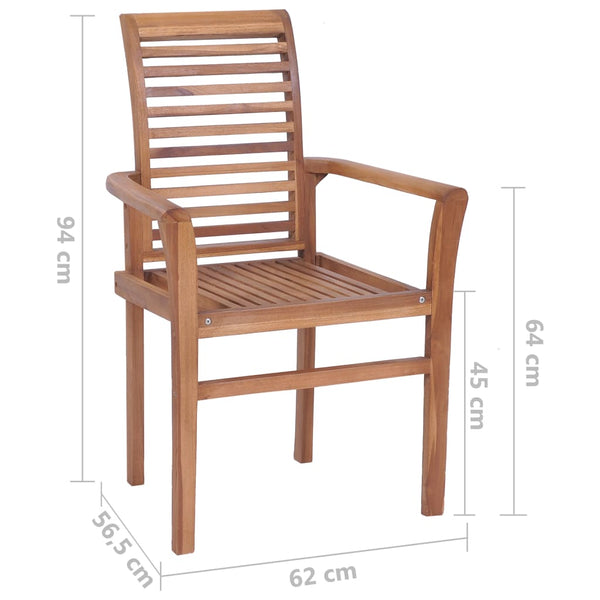 Stacking Dining Chairs 4 pcs Solid Teak