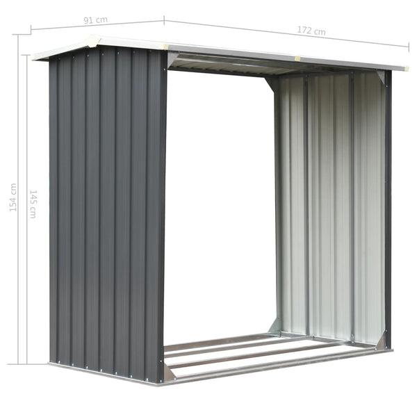 Garden Log Storage Shed Galvanized Steel 67.7"x35.8"x60.6" Gray