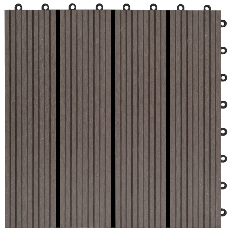 11 pcs Decking Tiles WPC 11.8" x 11.8" 1 sqm Dark Brown