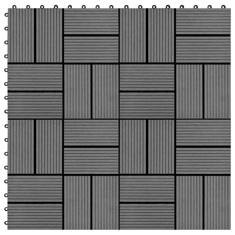11 pcs Decking Tiles WPC 11.8" x 11.8" 1 sqm Gray