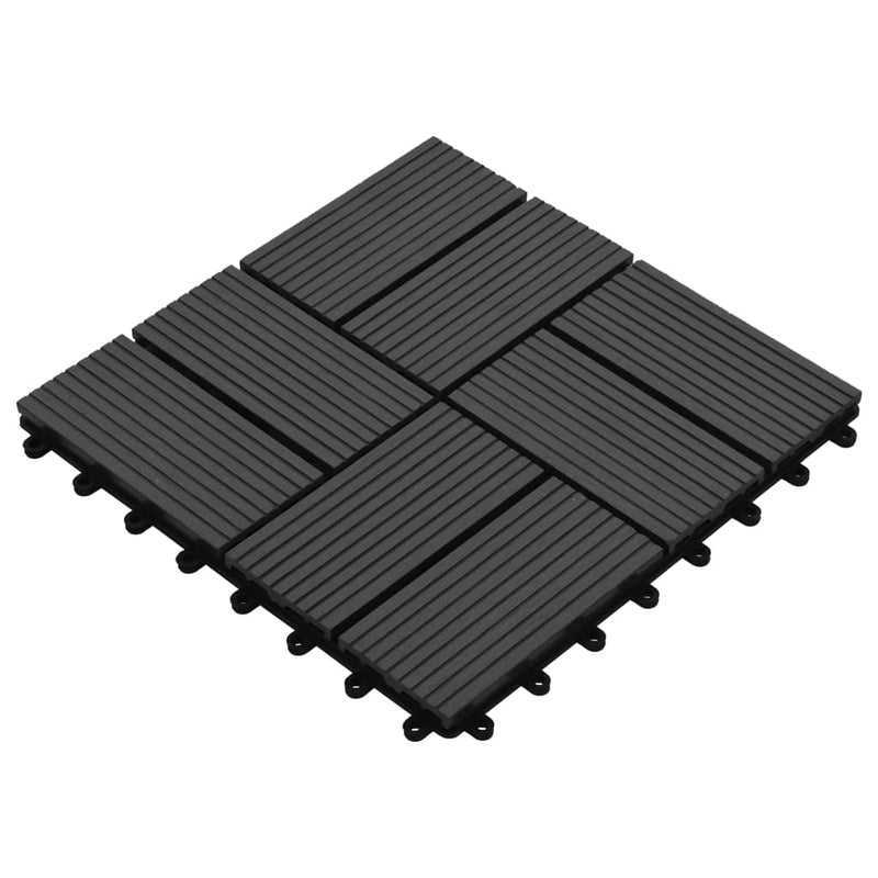 11 pcs Decking Tiles WPC 11.8" x 11.8" 1 sqm Black