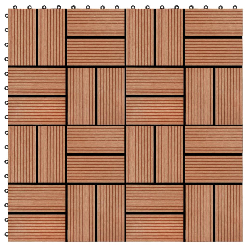 11 pcs Decking Tiles WPC 11.8" x 11.8" 1 sqm Teak Color