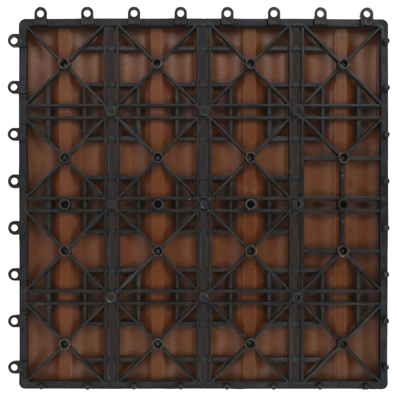 11 pcs Decking Tiles Deep Embossed WPC 11.8" x 11.8" 1 sqm Light Brown