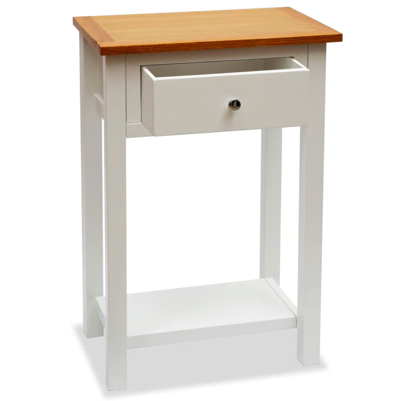 End Table 19.7"x12.6"x29.5" Solid Oak Wood