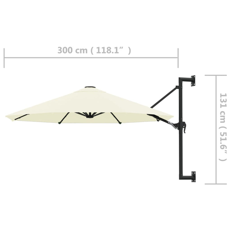 Wall-Mounted Parasol with Metal Pole 118.1" Sand