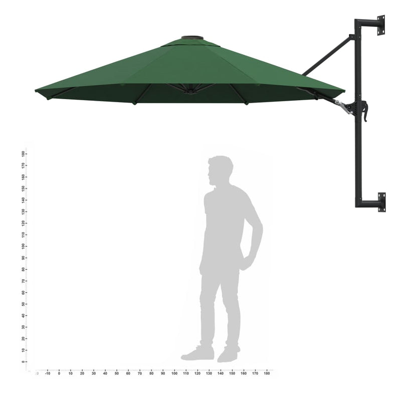 Wall-Mounted Parasol with Metal Pole 118.1" Green