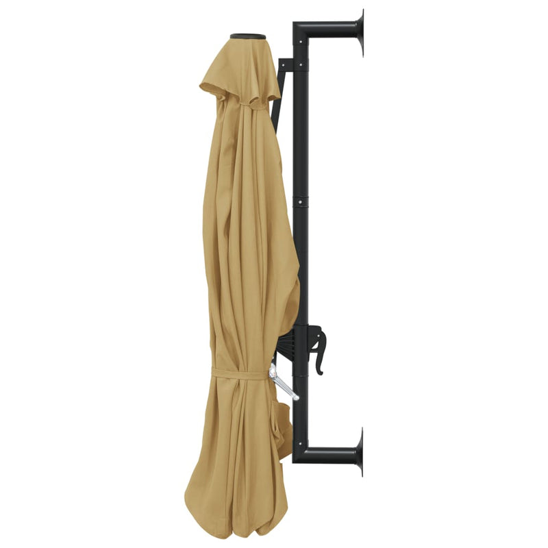 Wall-Mounted Parasol with Metal Pole 118.1" Taupe