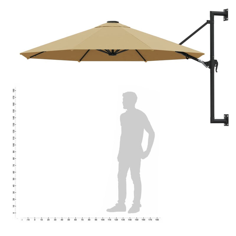 Wall-Mounted Parasol with Metal Pole 118.1" Taupe