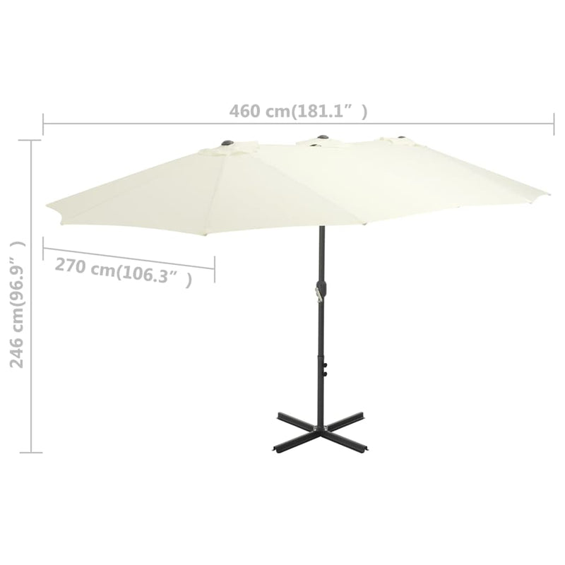 Outdoor Parasol with Aluminum Pole 181.1"x106.3" Sand