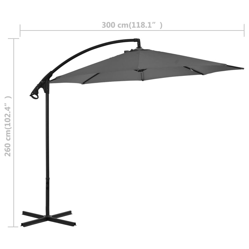 Cantilever Umbrella with Steel Pole 118.1" Anthracite