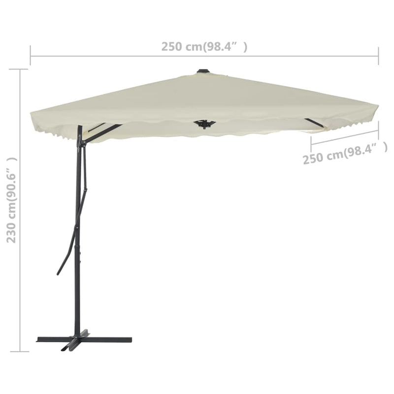Outdoor Parasol with Steel Pole 98.4"x98.4" Sand