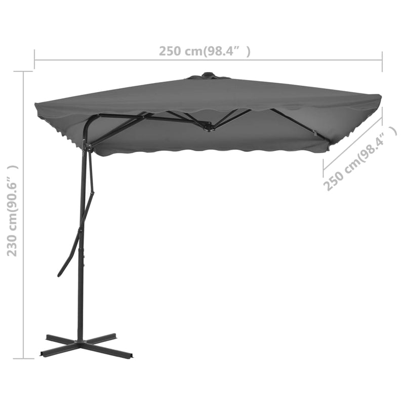 Outdoor Parasol with Steel Pole 98.4"x98.4" Anthracite