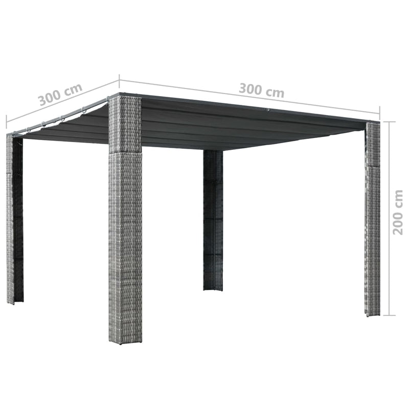 Gazebo with Roof Poly Rattan 118.1"x118.1"x78.7" Gray and Anthracite