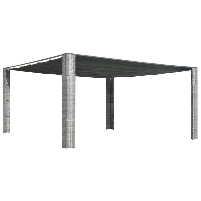 Gazebo with Sliding Roof Poly Rattan 157.4"x157.4"x78.7"  Gray and Anthracite