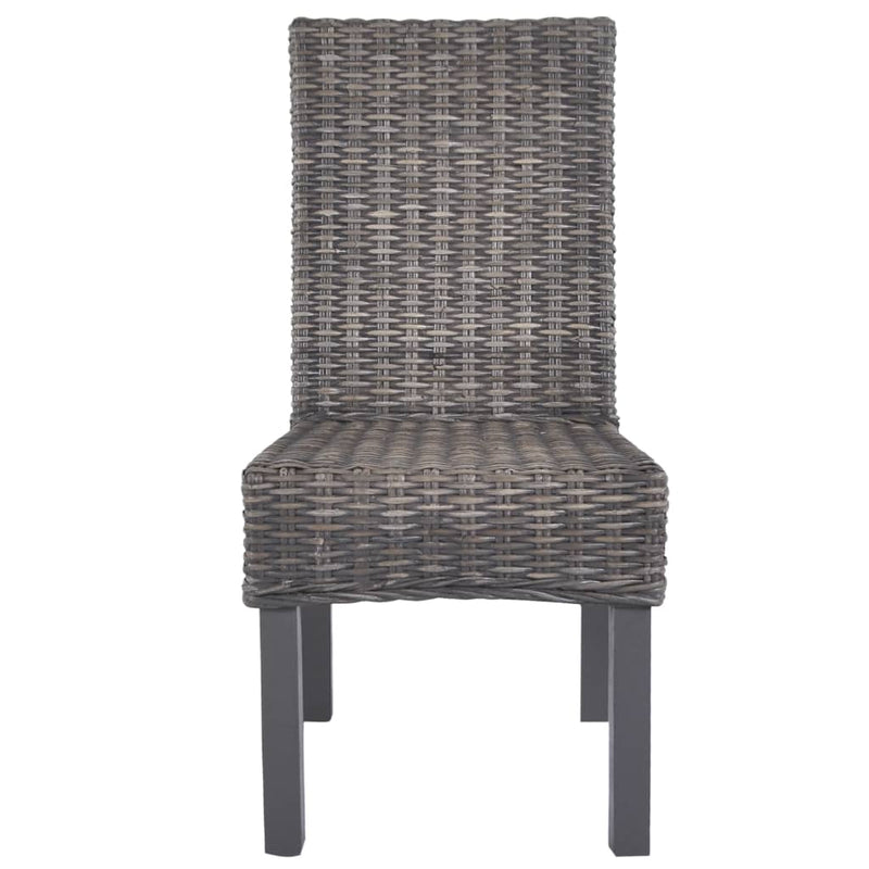 Dining Chairs 4 pcs Brown Kubu Rattan and Mango Wood (2x246655)
