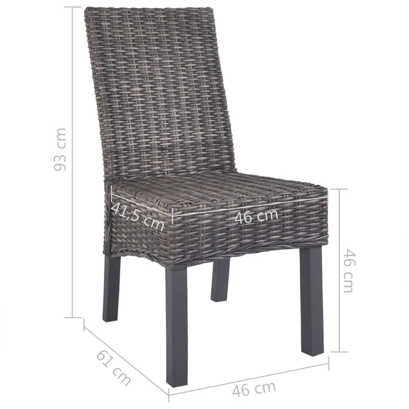 Dining Chairs 6 pcs Brown Kubu Rattan and Mango Wood (3x246655)