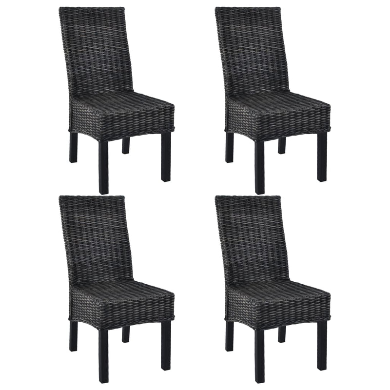 Dining Chairs 4 pcs Black Kubu Rattan and Mango Wood (2x246656)