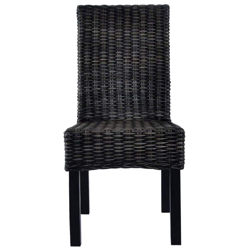 Dining Chairs 4 pcs Black Kubu Rattan and Mango Wood (2x246656)