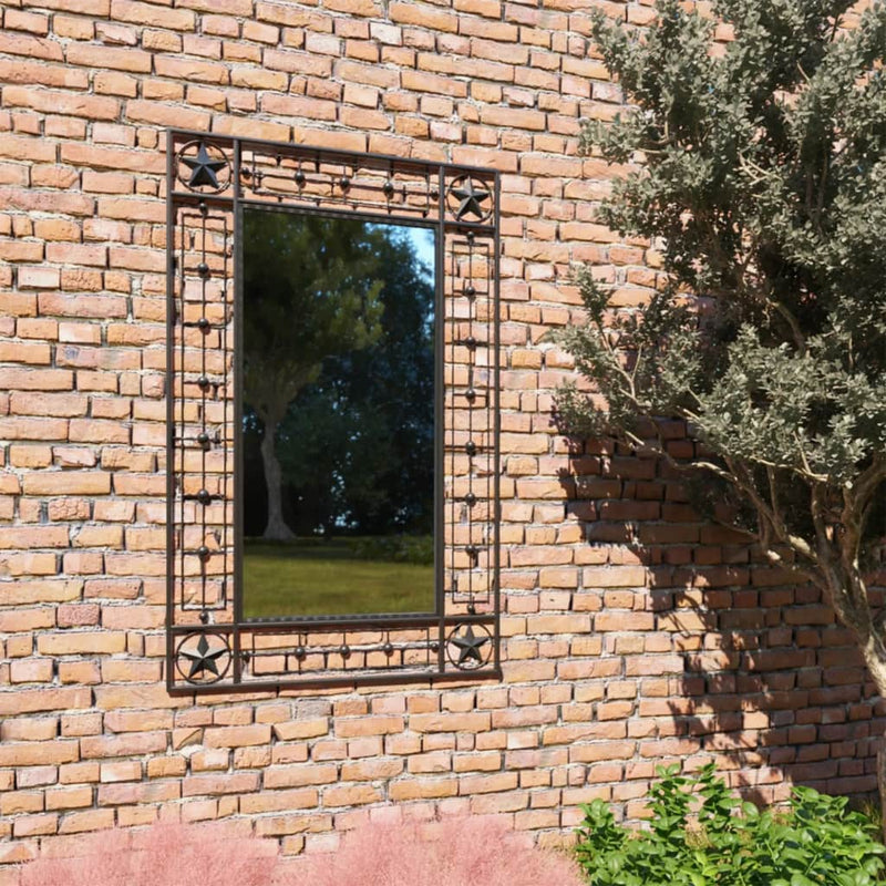Garden Wall Mirror Rectangular 19.6"x31.4" Black
