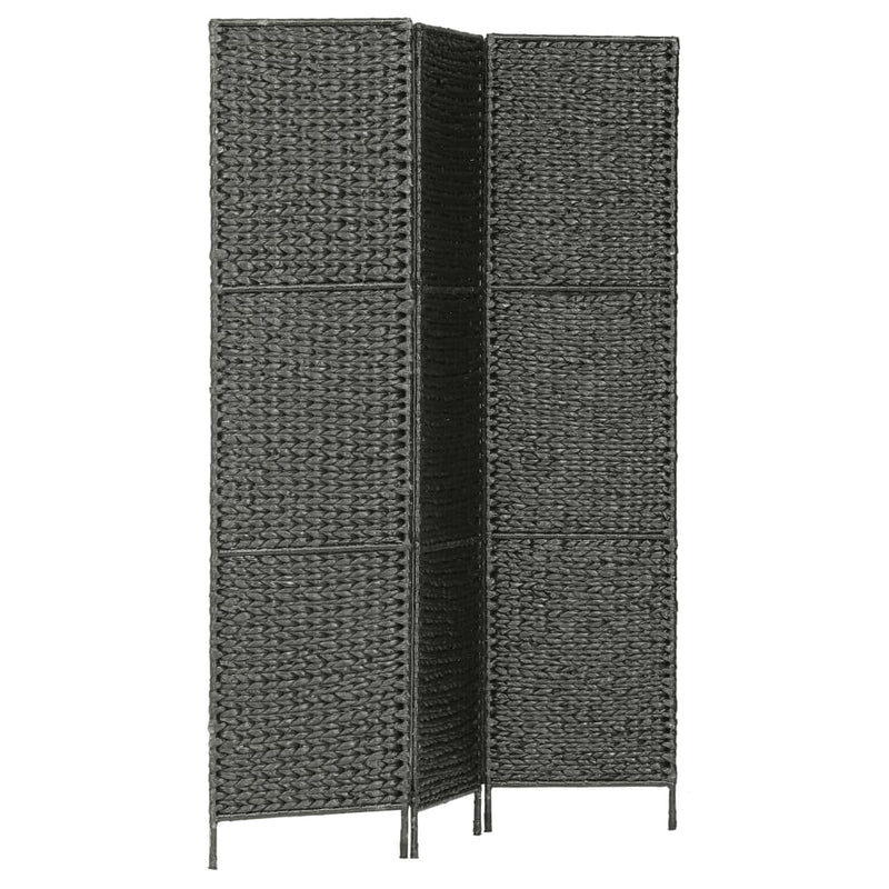 3-Panel Room Divider Black 45.7"x63"  Water Hyacinth