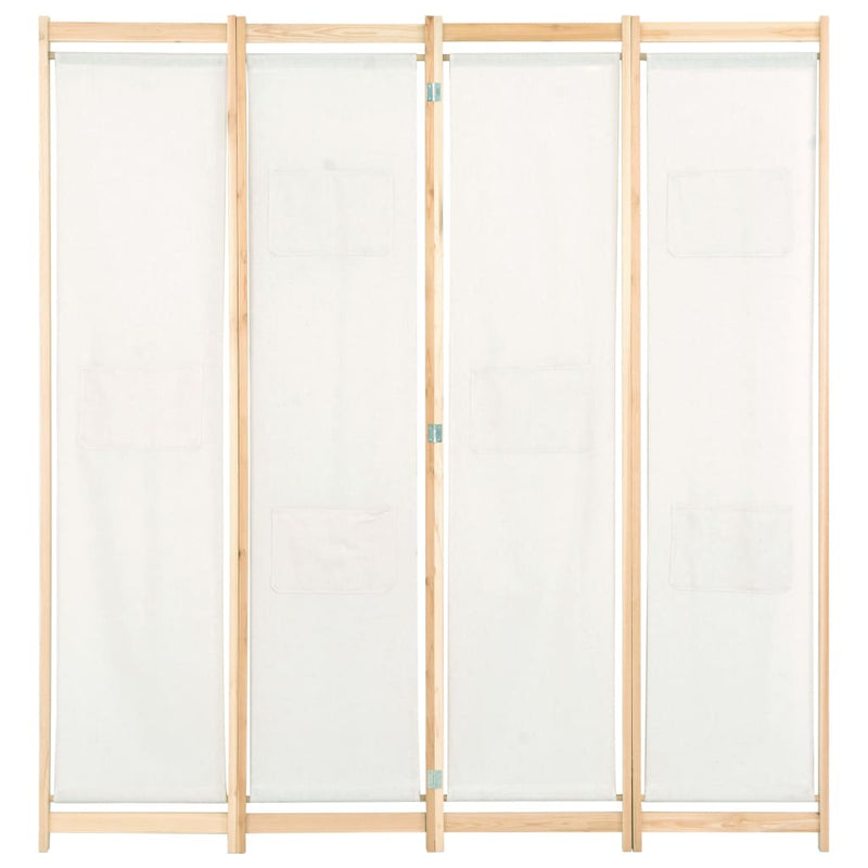 4-Panel Room Divider Cream 62.9"x66.9"x1.6" Fabric