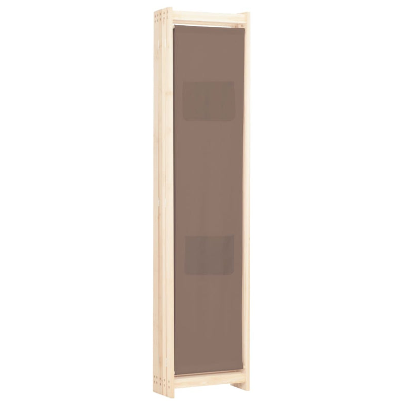 5-Panel Room Divider Brown 78.7"x66.9"x1.6" Fabric