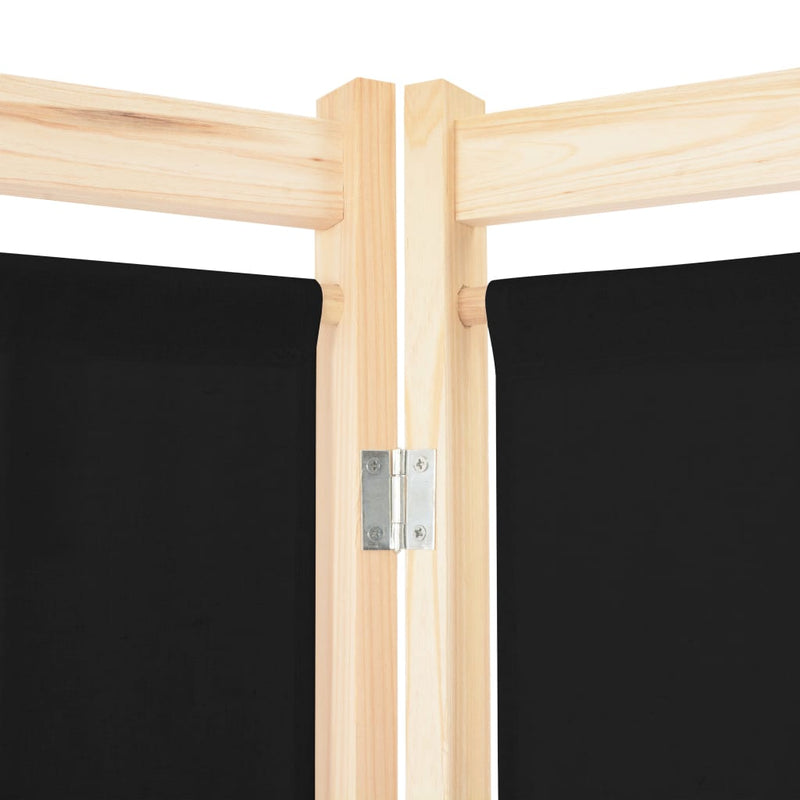 3-Panel Room Divider Black 47.2"x66.9"x1.6" Fabric