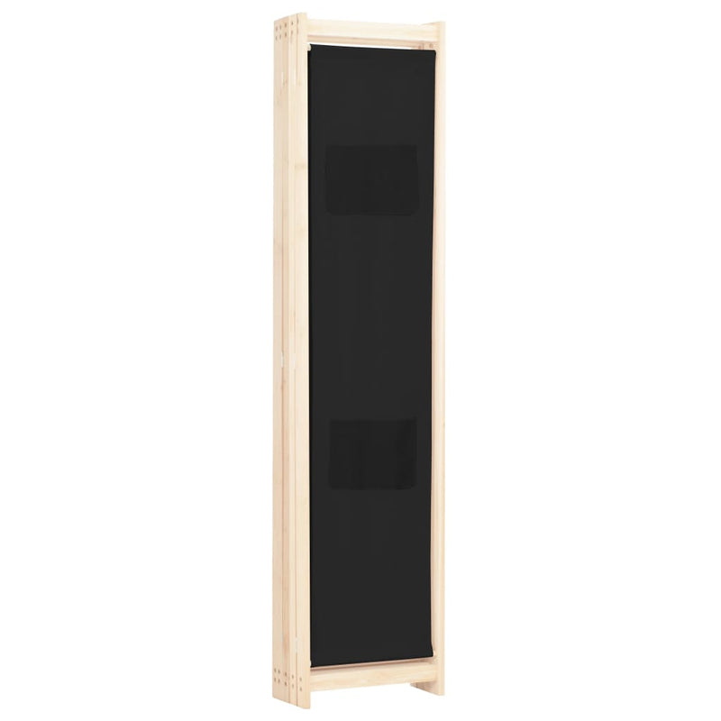 5-Panel Room Divider Black 78.7"x66.9"x1.6" Fabric