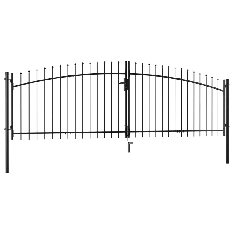 Double Door Fence Gate with Spear Top 157.5"x59.1"