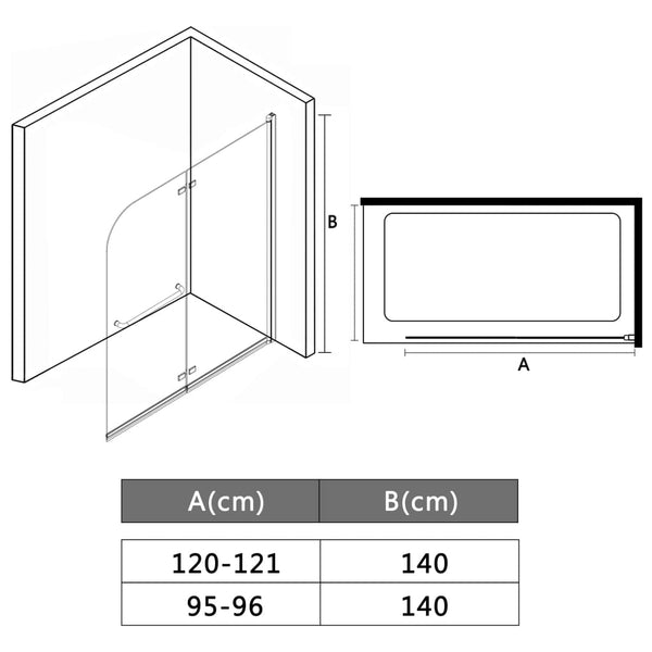 Folding Shower Enclosure 2 Panels ESG 47.2"x55.1"