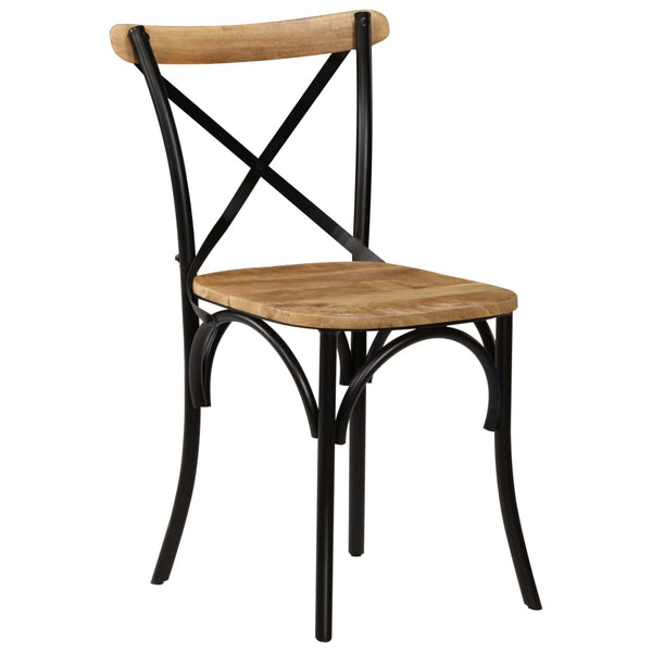Cross Chairs 2 pcs Black Solid Mango Wood